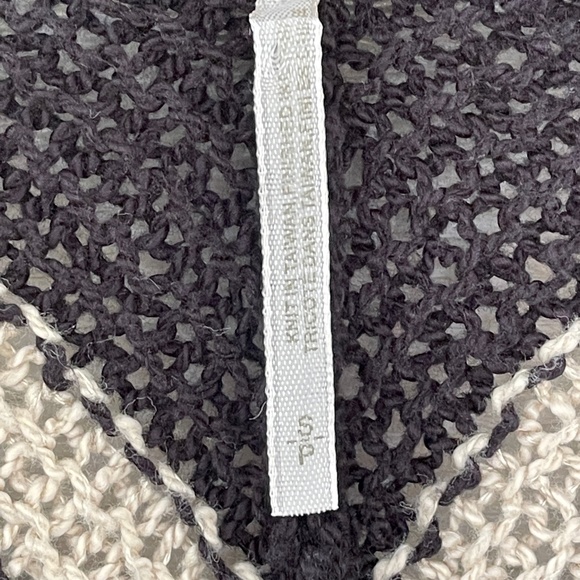 Free People Black and Cream Stripe Oversized Chunky Knit Chevron Cardigan - Picture 6 of 10